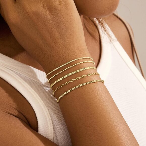 Gold-Style 09 Dainty Stack Beaded Rope Bracelets Jewelry Gifts for Women - Picture 4 of 6